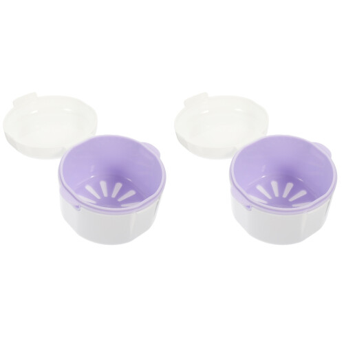 2Pcs Breathable White Denture Storage Case Portable Brace Holder 1