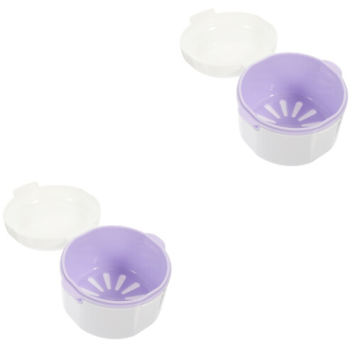 2Pcs Breathable White Denture Storage Case Portable Brace Holder 2