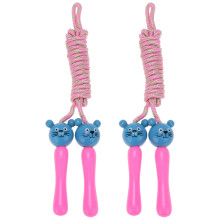6Pcs Pink Wood Handle Jump Ropes with Cartoon Design for Kids Exercise
