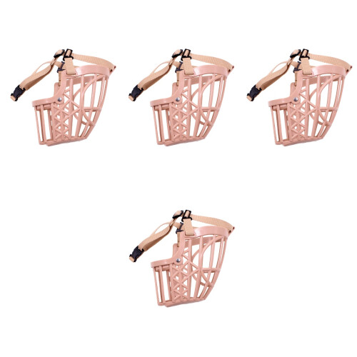 4Pcs Adjustable Nylon Small Dog Muzzle Pink Breathable Anti-Bite Cover 2