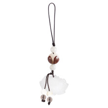 2Pcs Practical Black Phone Strap with Hand-Woven White Jade Pendant