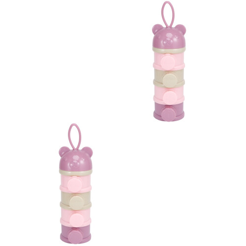 2Pcs Violet 4 Layers Milk Powder Storage Container Baby Feeding Tool 2