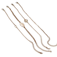 8St Gouden Kettingarmbandenset Voor Dames Met Blad En Anker Details