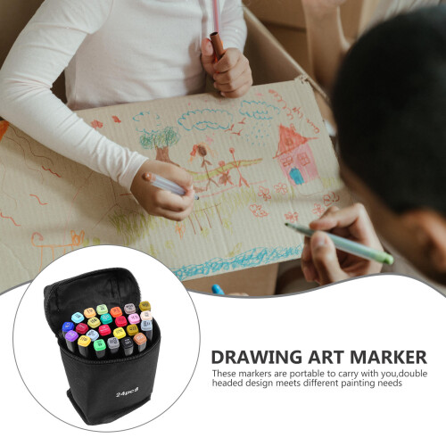 2Sets Portable Safe Drawing Pens Assorted Colors Double-Ended Markers 2
