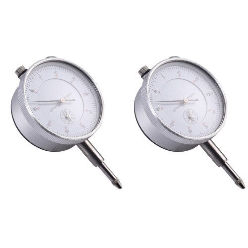 2Pcs Mechanical Dial Indicator Silver Stainless Steel Precision Gauge 1