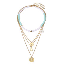 3Sets Dames Gelaagde Ketting Met Hanger Elegant En Trendy Halsdecor