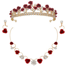 3Sets Elegante Kindersieraad Set Kroon Halsketting Oorbellen Alloy