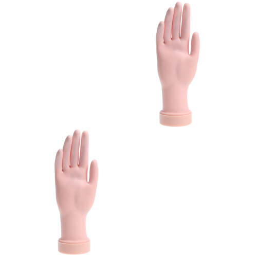 2Pcs Movable Finger Rubber Hand Model Nail Tips Practice Manicure Tool 2