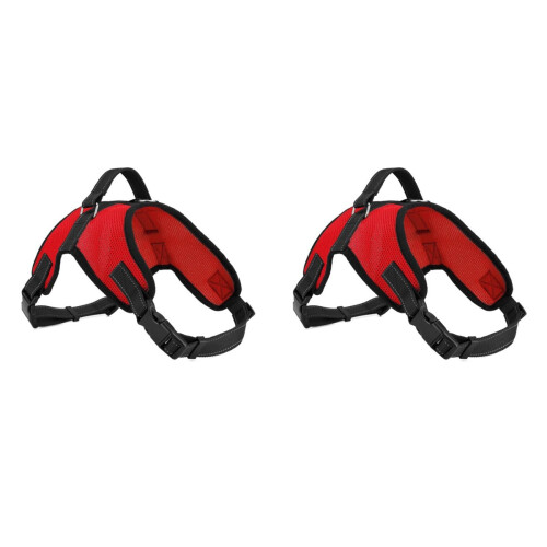 2Pcs Red Puppy Dog Harness Breathable Mesh Comfortable Walk Control 1