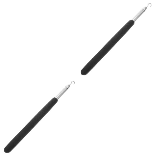 2Pcs Adjustable Black Stainless Steel Bracelet Wearing Helper Durable 2