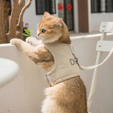(As show, One size) Kitten and dog leash Four seasons mesh breathable vest type anti-break pet chest strap dog leash cat leash 26*33*40cm,2024 Ping