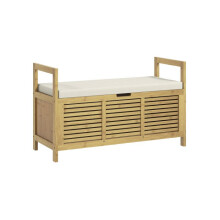 Banc à chaussures - MUVOE - 100 x 40 x 60 cm - Bambou naturel - Couvercle rabattable - Confortable