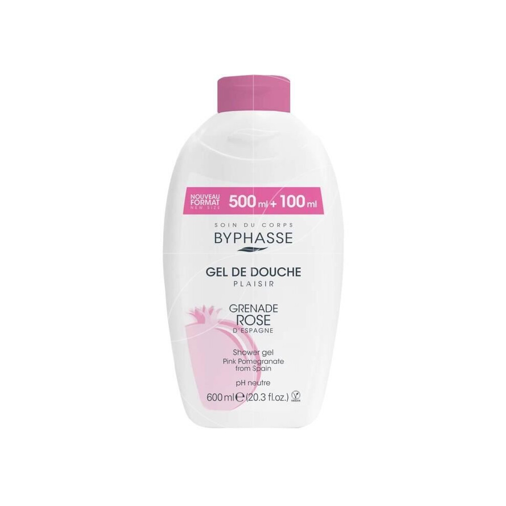 Byphasse Pink Shower Gel - Pomegranate - 600 Ml - Ph Neutral - Mixed Bottle