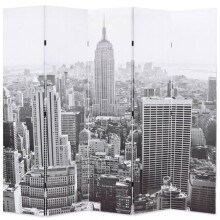 Paravent separador de ambiente divisória de separação decoração móvel dobrável 200cm nova york preto e branco 0802020