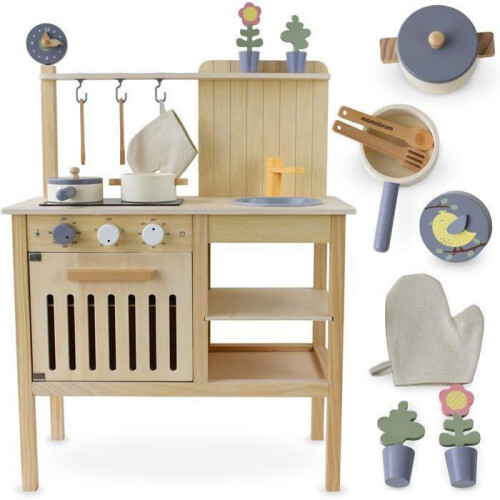 Cocina Infantil - MAMABRUM - MAM131 - Cocina Boho - Madera - Accesorios Incluidos