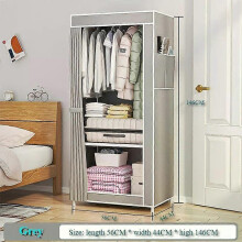 (Grey) Non-Woven Fabric Wardrobe Household Assembly Clothing Cabinet Multi-Layer Dustproof Wardrobe Minimalist Clothing Storage Cabinet