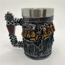 Bierbecher-Spiel, 600 ml/20,3 Unzen Edelstahl-Harz-Kaffeetasse, Gothic-Kaffeetasse, Halloween-Geschenk,