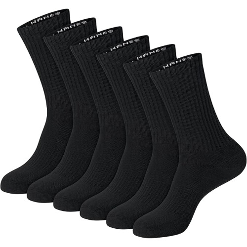 Hanes Unisex Plain Socks Crew and Ankle 6-Pack