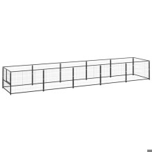 Chenil exterior jaula recinto parque animales perro negro 5 m² acero 02_0000540