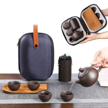 Chinese Kung Fu Tea Set Ceramic Travel Gongfu with Teapot Cups Canister Mat and Gift Bag