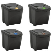 Stapelhbare Mülltonnen Set aus 4 100 L Polypropylen grau 02_0043895