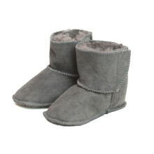 (XXL, Grey) Eastern Counties Leather Baby Sheepskin Touch Fasten Tab Booties