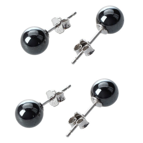 2X Rosso Minerale + 925 Ferro Argento Orecchini 0.23 Pollice