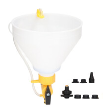 Kit de llenado del sistema de refrigeración con embudo antiderrame, válvula de flujo de latón y 5 adaptadores. Ajuste universal para diversos