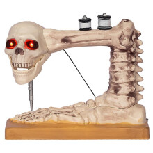 Skeleton Sewing Machine Figurine Prank Voice Controlled Halloween Deco