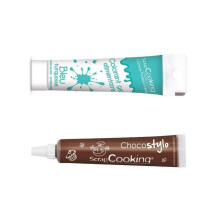Stylo cioccolato + Gel colorante alimentare blu turchese