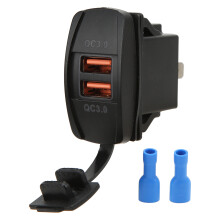 Cargador con interruptor basculante USB dual compatible con carga rápida con cubierta impermeable y protección contra sobrecarga Ajuste universal
