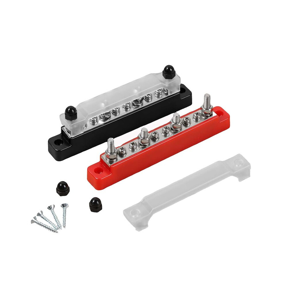 2 Pcs Power Distribution Block, 150A 12V Professional Bus Bar With Cover And Screws, Battery Busbar Terminal Block 4713286526329