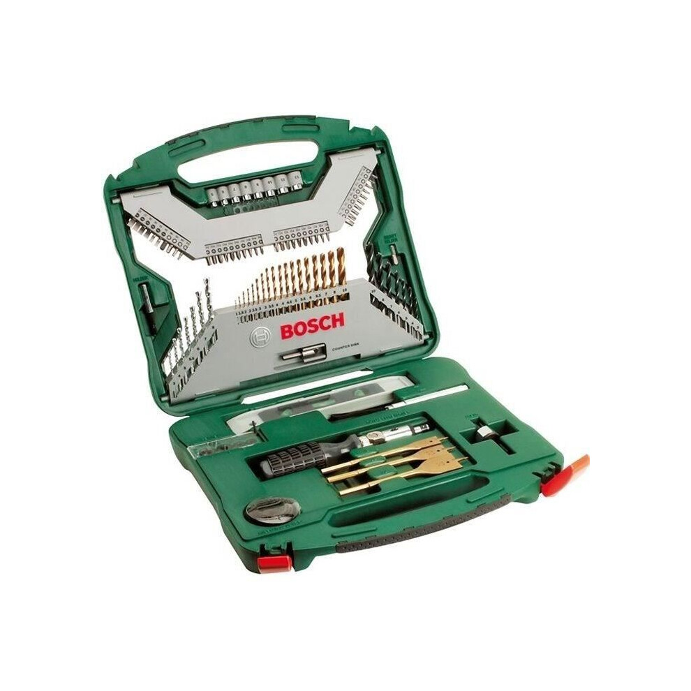 1 Pack - Bosch 2607019330 Titanium 100 Piece X-Line Drill & Screwdriver Bit Set + Acc
