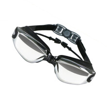Clear Antifog Waterproof Swim Goggles with Soft Silicone Earplugs for Men Women Black