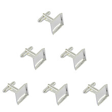 6Pcs Square Blank Setting Base Pad CuffLink DIY Formal Cufflink Silver