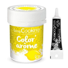 Corante alimentar amarelo sabor limão 10 g + Estabilizador de glacê preto