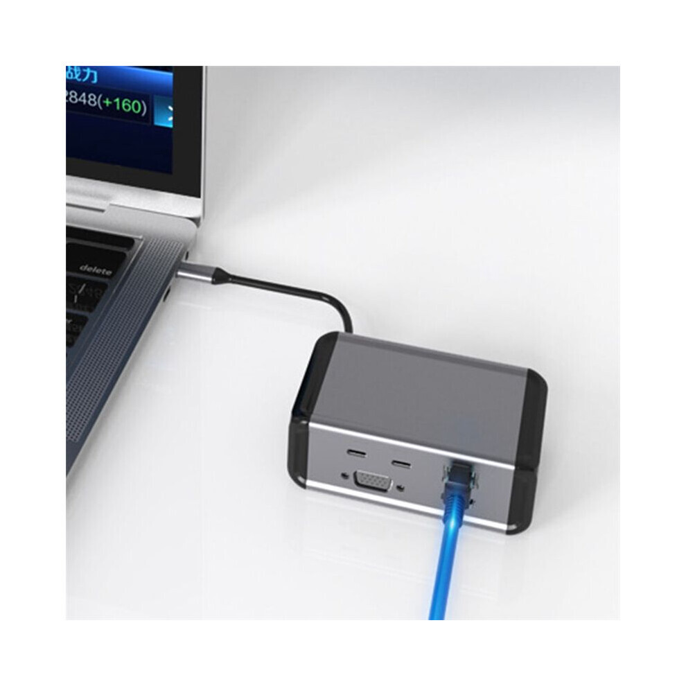 12 in 1 Vertical USB 3.0 4K -Compatible VGA TF Reader USB-C Splitter Type C HUB Ethernet Adapter Docking Station