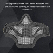 Half Face Guard Steel Mesh 54-62cm Outdoor Protective Cover Black