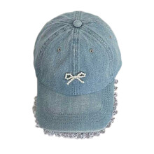 Bequeme Baseballkappen mit Spitzenbesatz und Schleife,-Hellblau