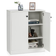 Wooden 2-Door Sideboard Buffet Cabinet w/ 3 Shelves Kitchen Hallway Anti-Tipping