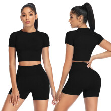 Top deportivo corto para mujer, deportivo para yoga, fitness y ejercicios de modelado, negro, S