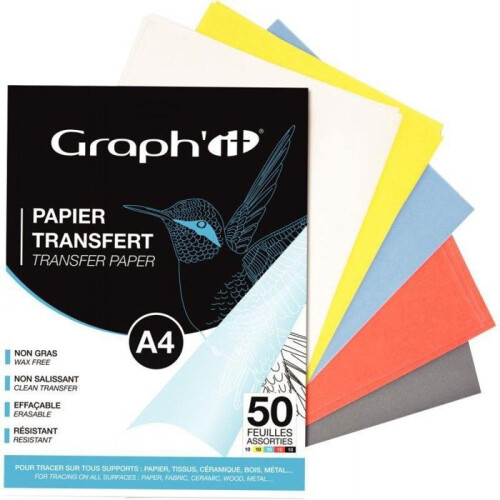 Sachet com 50 folhas de papel decalcante A4 sortidos