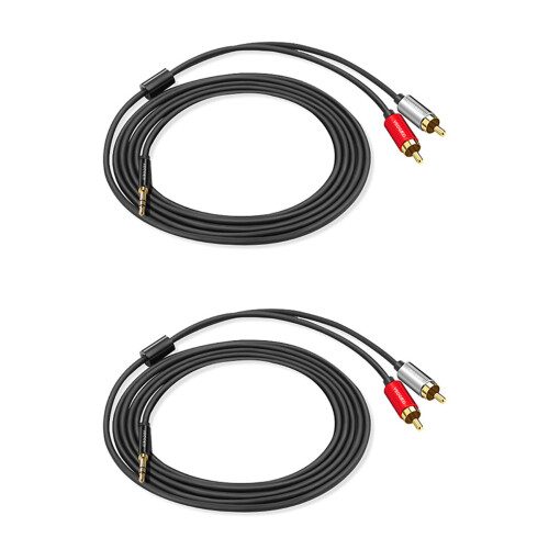 2X VEGGIEG Câble RCA Câble Audio 2RCA Vers 3,5 Câble AUX 3,5 mm Jack Rca (2M) 1
