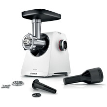 Hachoir à viande - BOSCH - MFWS420W Série 4 - Blanc - 500 W - moteur bloqué 1900 W - 2,5 kg/mn - 2 vitesses - 2 grilles de hachoir