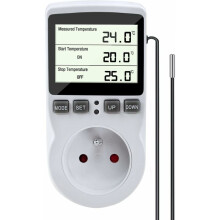 Termostato intelligente a spina per stufe a cristalli di carbonio, regolatore di temperatura digitale con display retroilluminato e funzione timer.
