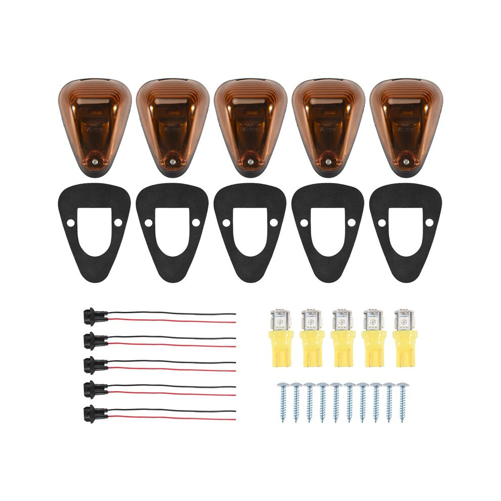 5Packs Cab Lens Roof Running Sw/Wiring For F150 F250 F350 F450 F550 F65 E150 1999-2016 Light/Amber 6031462928056