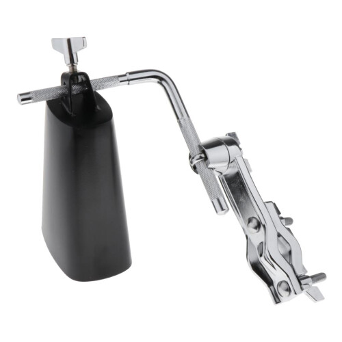 Cowbell Noise Maker Percussion Mountable Black for Drum Set with Stand