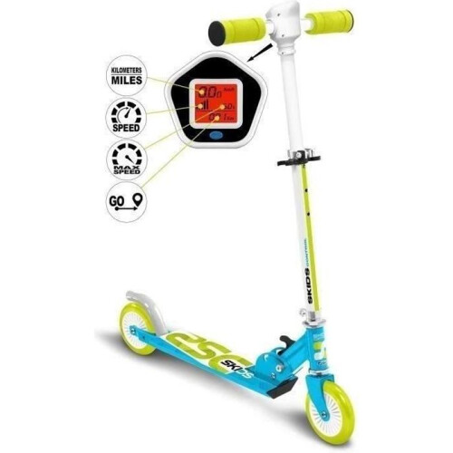 Foldable scooter with speedometer - blue - Skids Control