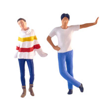 2 Pieces 1/64 Scale People Figure Mini Students Figures for Micro Land