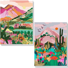 Paint by Numbers Kit 2 Pack Landscape Theme on Framed Canvas 20x30cm Acrylic Set for Adults & Beginners